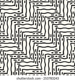 Abstract zigzag and stroke. Seamless pattern. Vector.