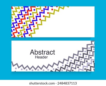 Abstract Zigzag Style Header or Banner Design Set with Copy Space.