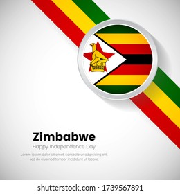 Abstract Zimbabwe national flag on circle. Independence day of Zimbabwe country with classic background
