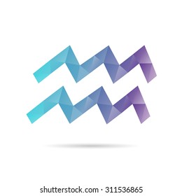 Abstract Zodiac sign. Geometric triangle design.Aquarius. Vector illustration
