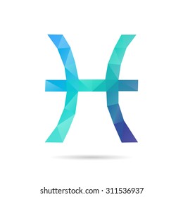 Abstract Zodiac sign. Geometric triangle design. Pisces. Vector illustration