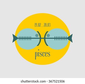 Abstract zodiac sign Pisces, The Fish. Unusual design. 