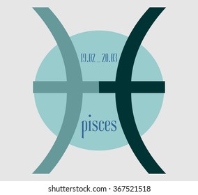 Abstract zodiac sign Pisces, The Fish. Unusual design. 