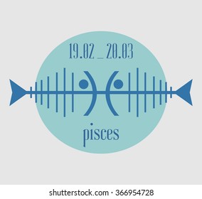 Abstract zodiac sign Pisces. Unusual design. The Fish, Greek - Ikhthyes.