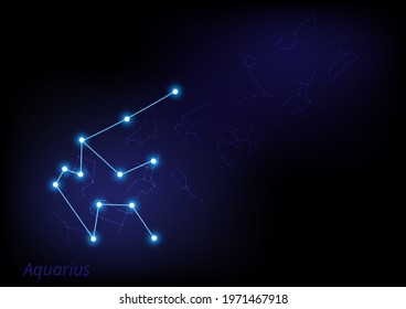 Abstract zodiac star sign. Astrological background vector illustrator. Aquarius.
