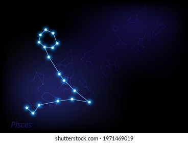 Abstract zodiac star sign. Astrological background vector illustrator. Pisces.