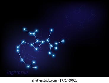 Abstract zodiac star sign. Astrological background vector illustrator. Sagittarius.