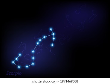 Abstract zodiac star sign. Astrological background vector illustrator. Scorpio.