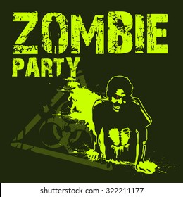 Abstract Zombie Poster. Zombie on background biohazard symbol