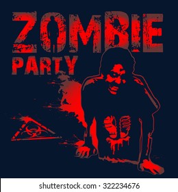 Abstract Zombie Poster. Zombie on background biohazard symbol