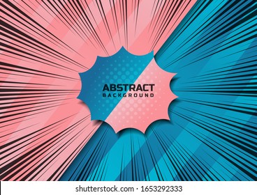 Abstract zoom line comics style and pop art pink and blue background.Versus. vs. Vector illustration