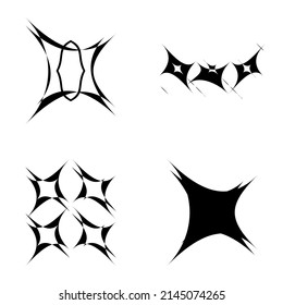 Abstract_4star Flat Icon Set Isolated On White Background