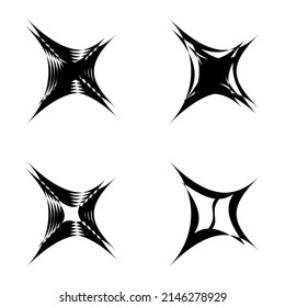 Abstract_4star Flat Icon Set Isolated On White Background