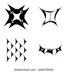 Abstract_4star Flat Icon Set Isolated On White Background