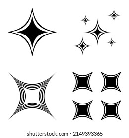 Abstract_4star2 Flat Icon Set Isolated On White Background