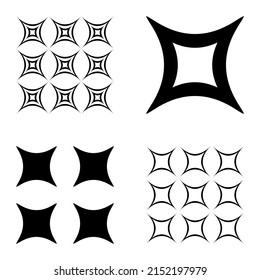 Abstract_4star2 Flat Icon Set Isolated On White Background