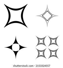 Abstract_4star2 Flat Icon Set Isolated On White Background