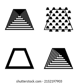 Abstract_trapeze2 Flat Icon Set Isolated On White Background