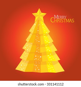 Abstracta yellow christmas tree background, Trendy design template