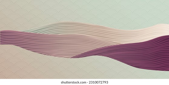 Abstractart template with geometric pattern. Architecture background with geometric pattern with modern buildJapanese background with line wave pattern vector. Mountain layout design in oriental