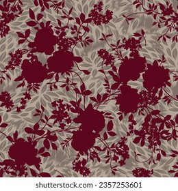 abstracted allover vector flower pattern on brown background