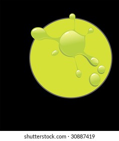 an abstracted drop of green liquid hitting a flat green circle