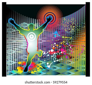 abstracted image of football player protecting goal
