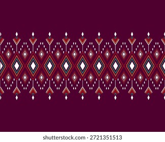 Projeto de padrão geométrico abstrato para fundo ou papel de parede, ornamento folclore geométrico Ikat. Textura de vetores étnicos tribais. Padrão listrado sem costura em estilo asteca. Figura bordados tribais