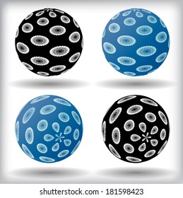 Abstract,floral balls in two colors 