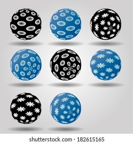 Abstract,floral balls in two colors 