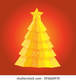 Abstractg yellow christmas tree background, Trendy design template