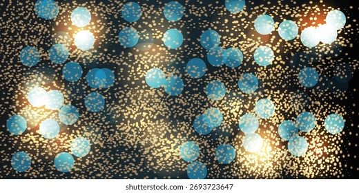 Elemento de design gráfico abstrato com fundo geométrico de padrão hexágono simples. Fundo escuro com brilhantes partículas de luz dourada, ideal para festivos, luxo, projetos.