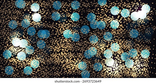 AbstractGraphic design element with geometric background of simple hexagon pattern. Darkbackground with glowing golden light particles, ideal for festive, luxury,  designs.