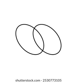 Abstraction, 2 ovals, circles. Sign, symbol, black and white vector illustration.	