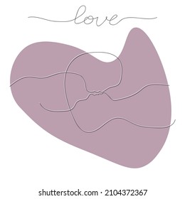 Abstraction about love. Drawing one line. Vector illustration.