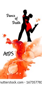 Abstraction AIDS. Dance of Death. mixed media. Vector illustration