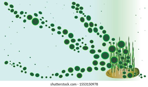 
abstraction, algae, green bulbs in the water, underwater
