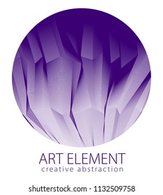 Abstraction art linear textured element in round shape. Vector abstract 3d perspective background for layouts, posters, banners, print and web. Cool and motional.