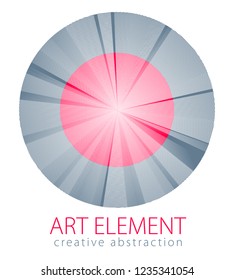 Abstraction art linear textured element in round shape. Vector abstract 3d perspective background for layouts, posters, banners, print and web. Cool and motional.