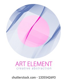 Abstraction art linear textured element in round shape. Vector abstract 3d perspective background for layouts, posters, banners, print and web. Cool and motional.