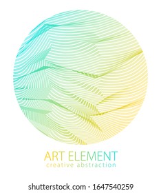 Abstraction art linear textured element in round shape. Vector abstract 3d perspective background for layouts, posters, banners, print and web. Cool and motional.