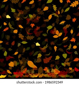Abstraction of autumn leaves. Black Background from autumn leaves. Vector illustration