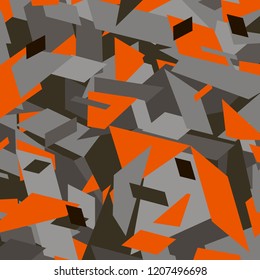 Abstraction background camouflage vector gray and orange color geometric pattern bright
