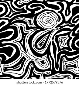 Abstraction Background Concept . Lines Art Contour Shape Vector Design. Black And White Lines. Seamless Pattern