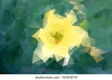 abstraction background vector illustration. triangles geometric texture. flower yellow on green grass