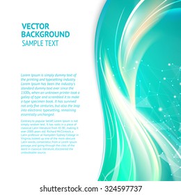 Abstraction for banner. Shining blue flow and text place. Blue background with polygonal network element and sky light. Vector illustration.