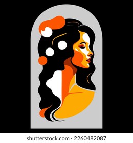 Abstraction of a beautiful woman. Modern abstract lines, minimalist female faces and art background with different shapes for wall decoration, postcards or brochure cover design. Vector