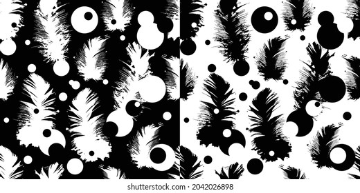 Abstracción. Las plumas de pájaro. Patrón sin foco. Imagen vectorial. Establecer