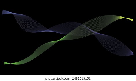 abstraction black background wave colored lines