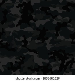 
Abstraction black camouflage vector pattern classic trendy background for textiles. Night street style.